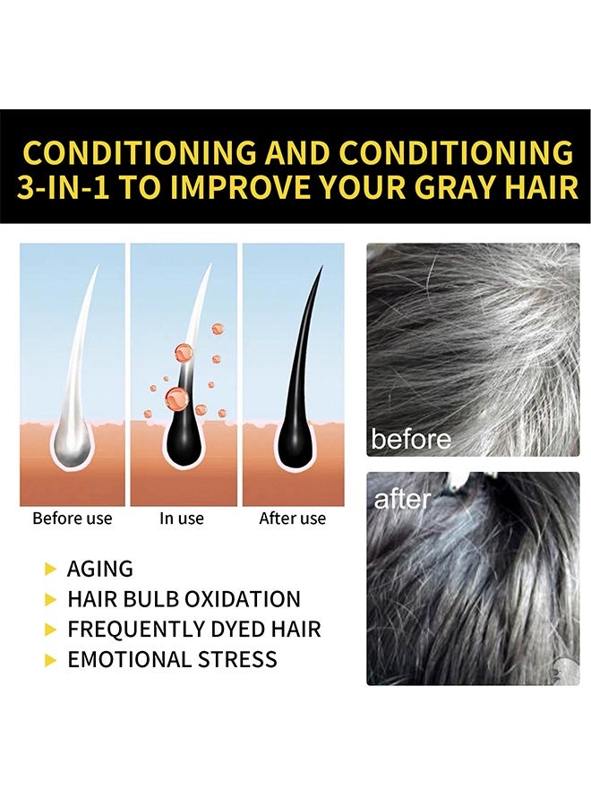 إيلهو شامبو صبغة شعر أسود، شامبو صبغة شعر أسود فوري 3 في 1، تغطية كاملة للرمادي، سحر خلال 15 دقيقة لجميع الأنواع، طبيعي للنساء والرجال، بلسم لترك اللون، سهل الاستخدام - Image 5